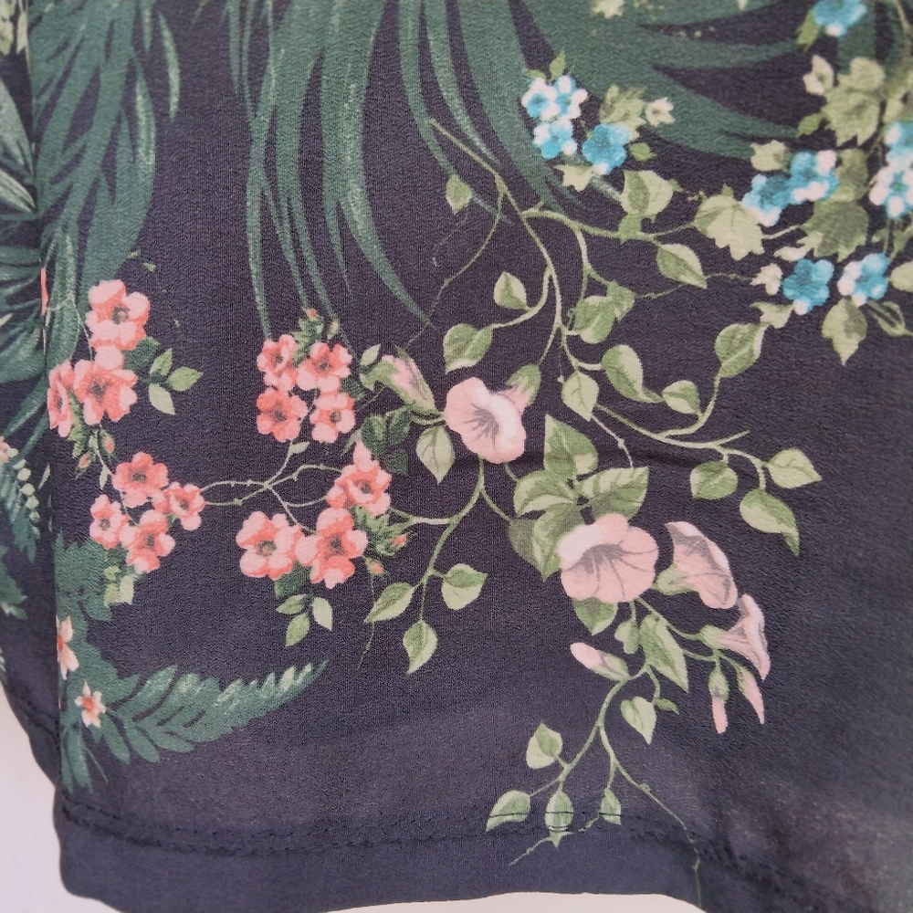 Koton Brand V-Neck Black Floral Dress 3/4 Sleeves Lined Women's Size 36 (XS/S) - Picture 10 of 15